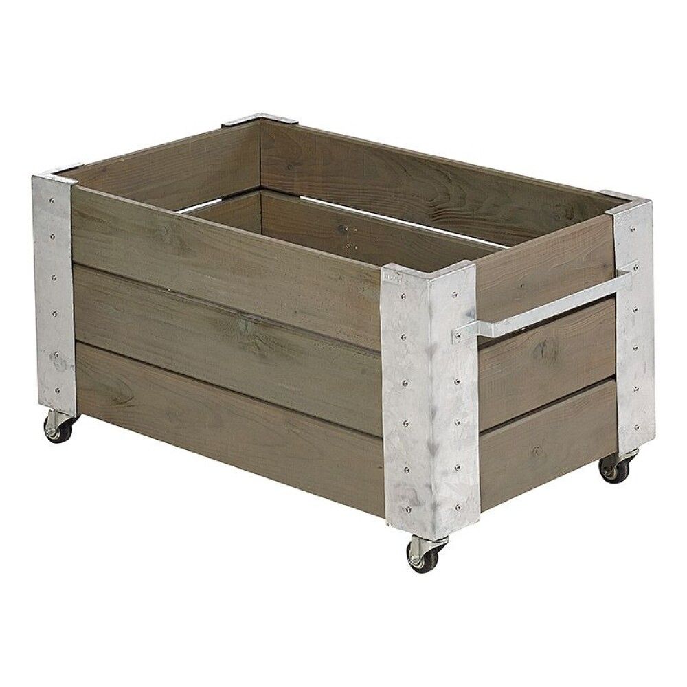 BLOMSTERKASSE PLUS CUBIC MED HJUL BRUN 87X50X45 CM