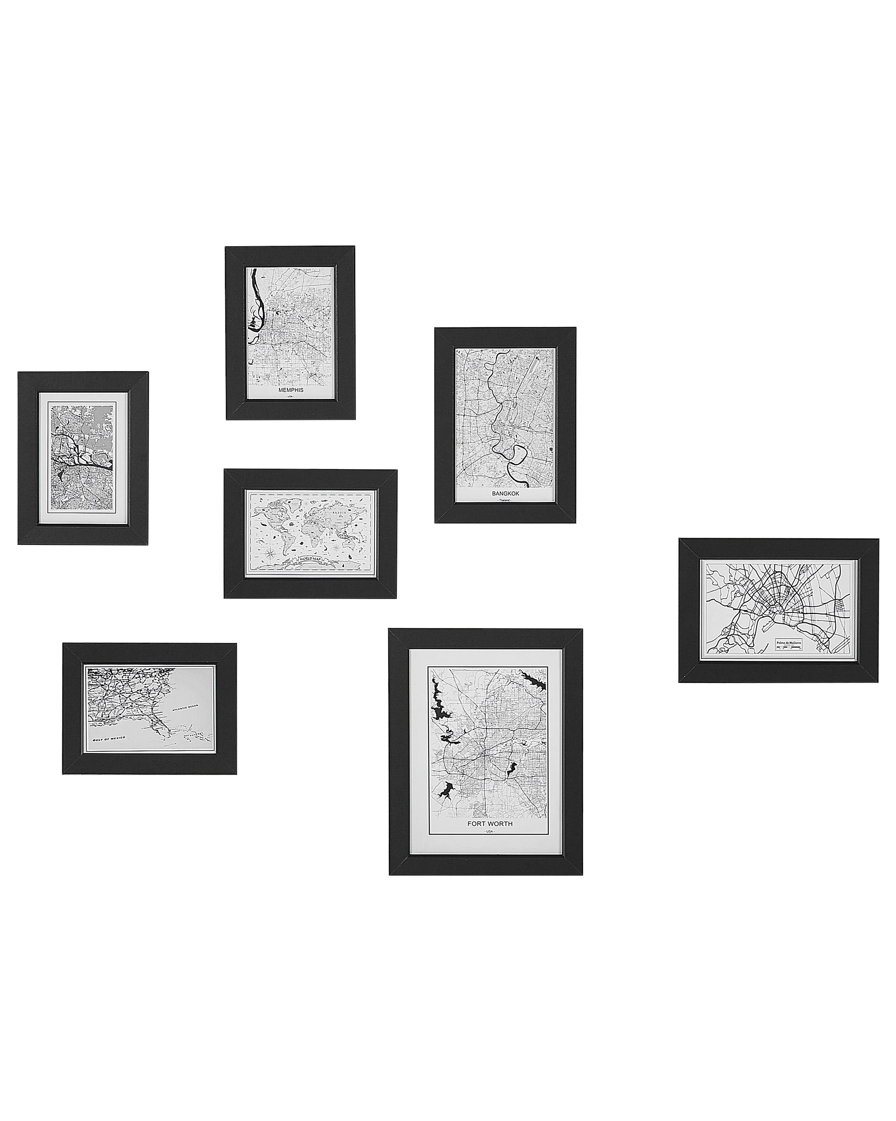 Set van 7 fotolijsten DENKORO Stedelijk motief Zwart