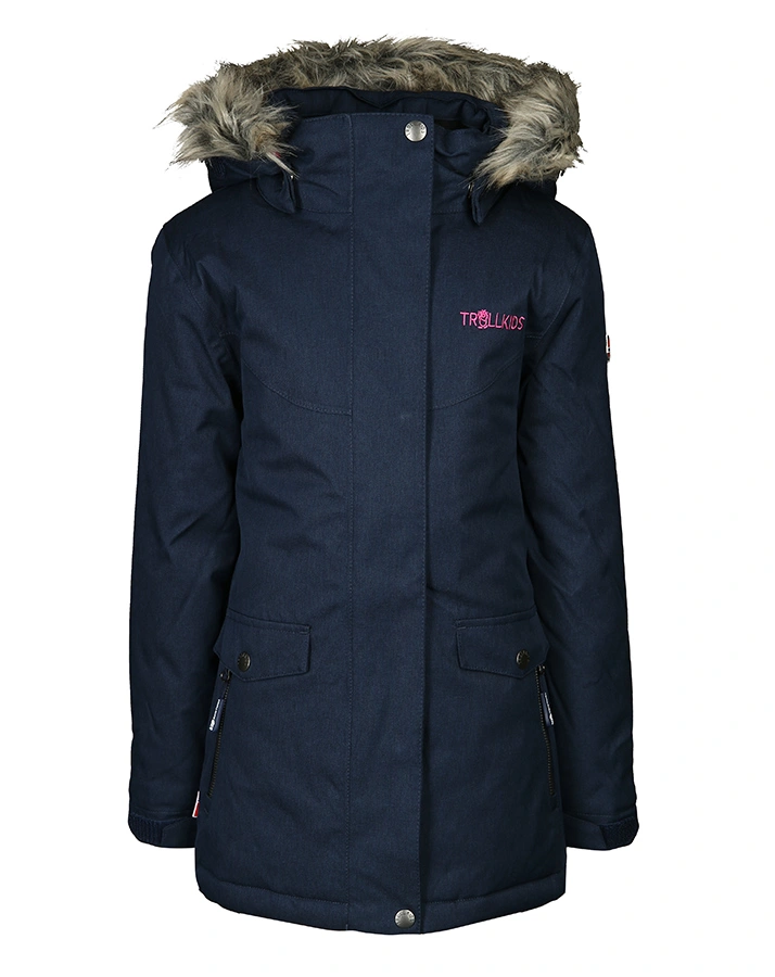Wintermantel OSLO COAT XT mit Kunstfellbesatz in navy/magenta