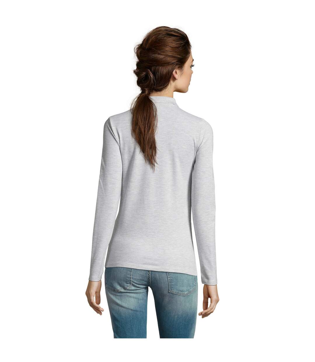 SOLS - Polo manches longues PERFECT - Femme (Cendre) - UTPC2908