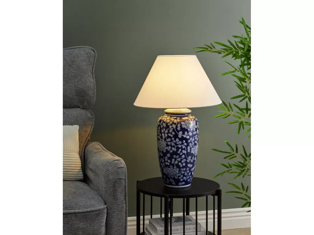 Lampe à poser ANGELES Porcelaine Bleu
