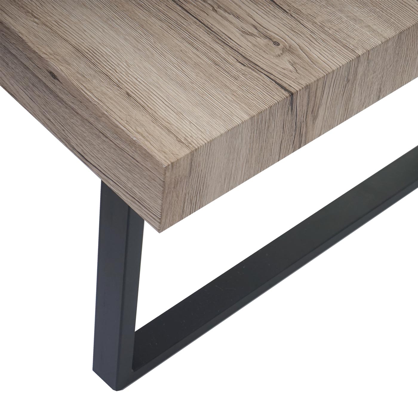 Couchtisch Genk-C88, Kaffeetisch Beistelltisch, 42x60x60cm ~ Eichenoptik, dunkle Metall-Füße