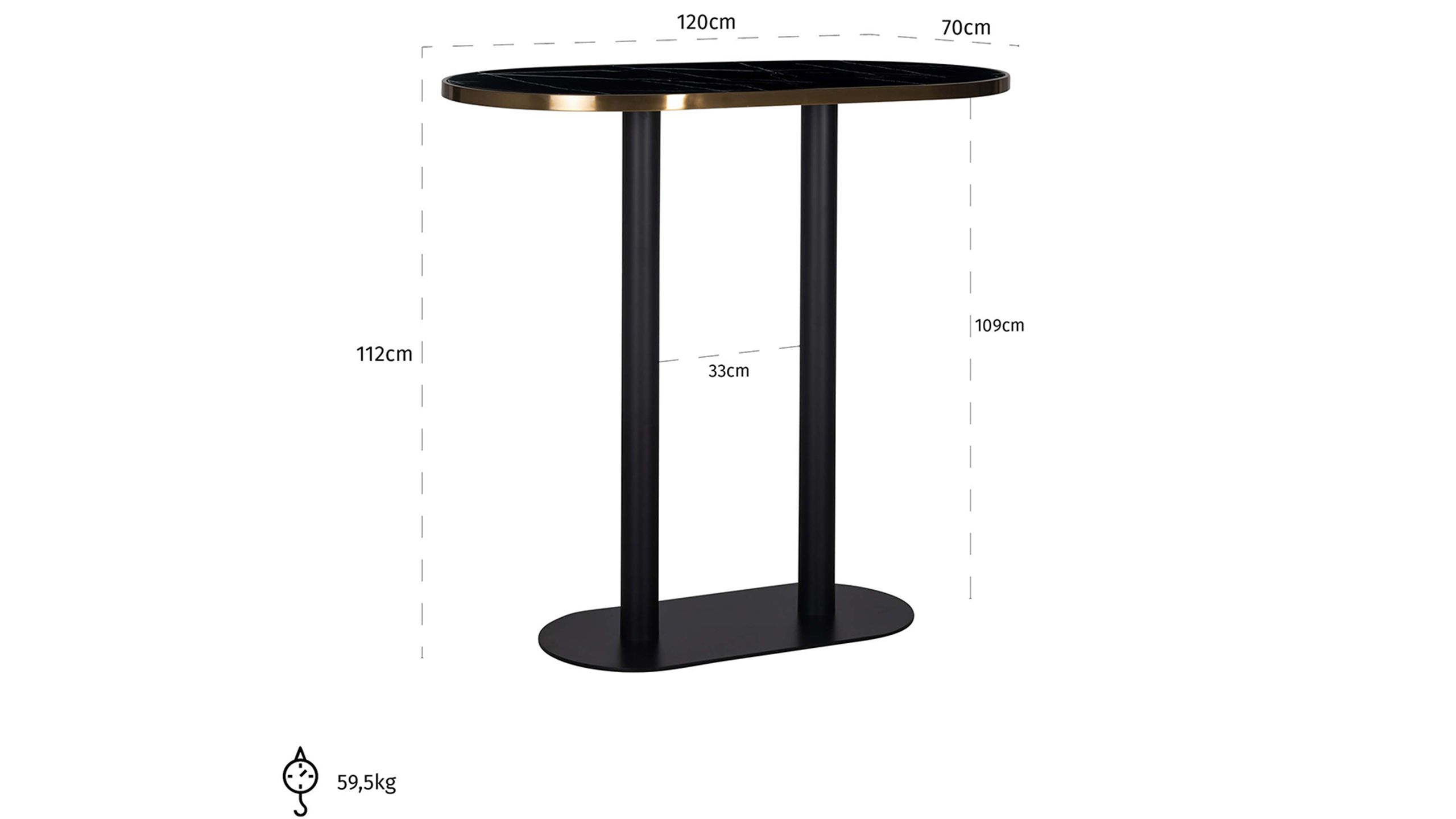 Bartafel 210914 Zenza B120 x D70 x H112 cm