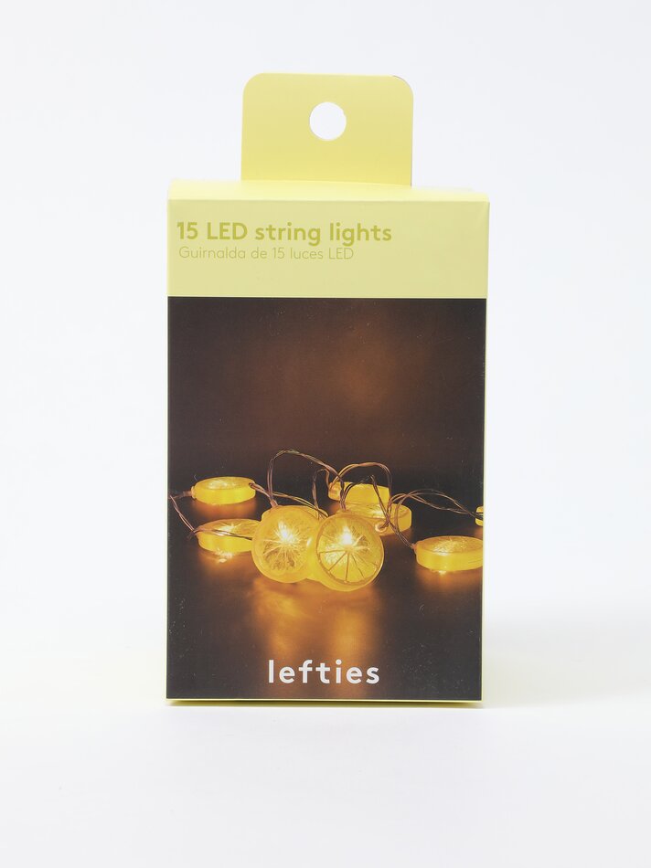 Cordão de luzes LED em formato de limão, com 15 unidades - Amarelo