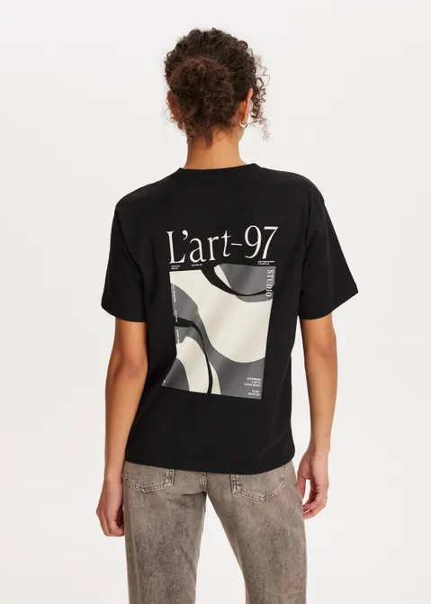 T-shirt met print art zwart (ZWART)