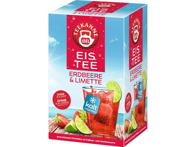 Teekanne Cool Sensations Ice Tea Erdbeer-Limette, 18 Stück Aromatischer Früchtetee zum kalten Aufgiessen