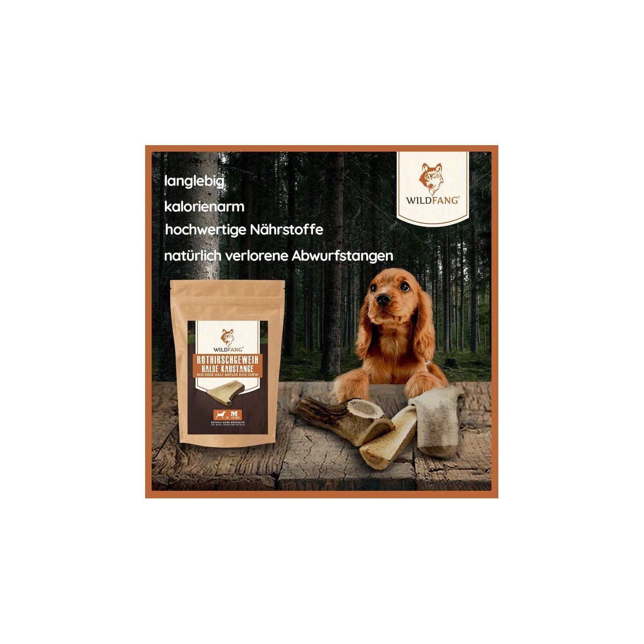 Wildfang ® halbes Rothirsch-Geweih Snack 3xS, 3x