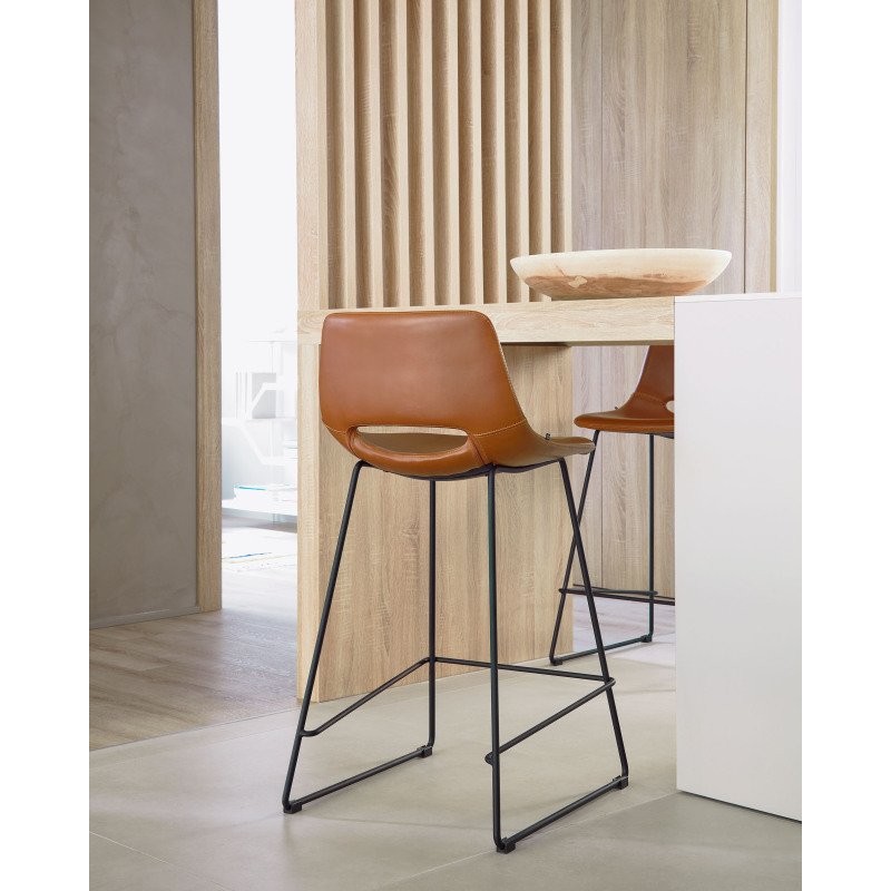 Tabouret Zahara pieds en acier finition noire H.76 cm