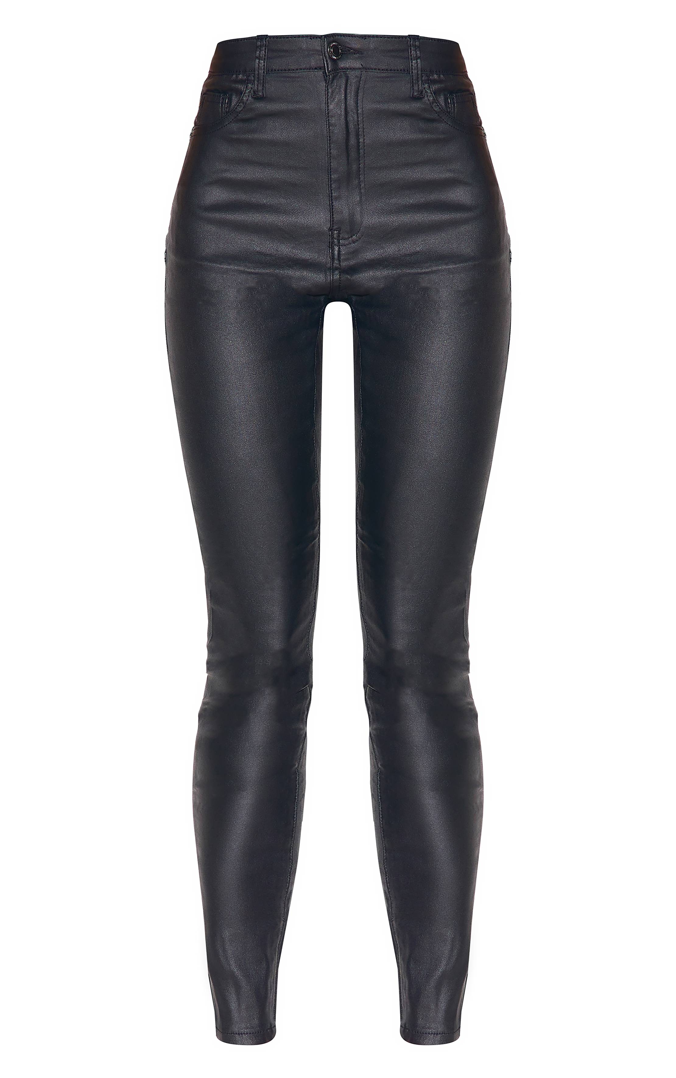 Noir Jean Skinny Enduit Coupe Sablier