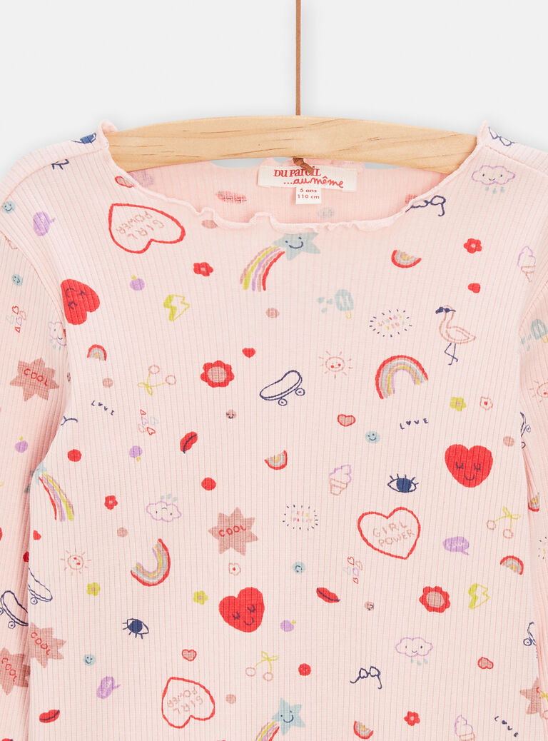 T-shirt manches longues imprimé fantaisie pour fille