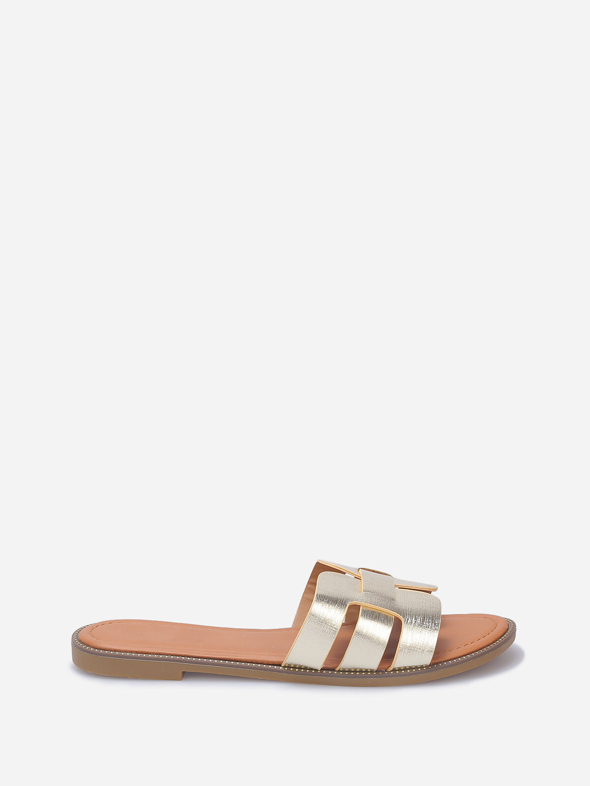 Mules en simili grandes tailles- Doré