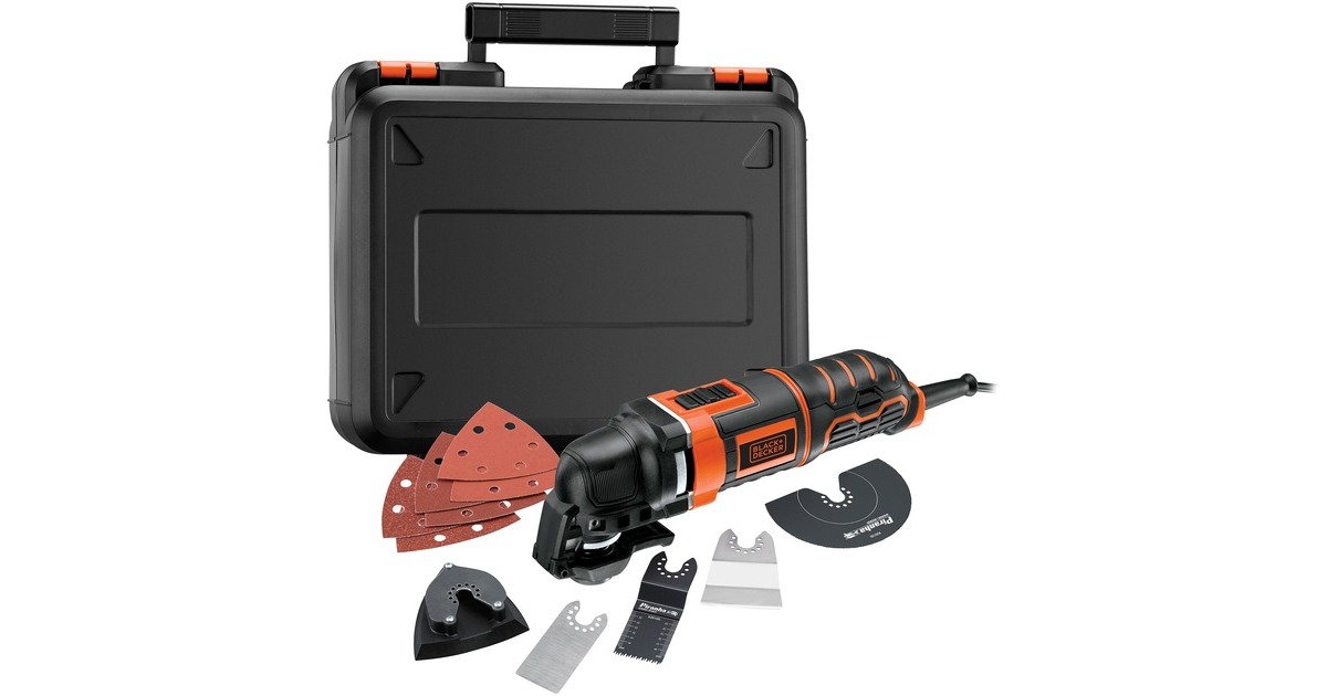 BLACK+DECKER300 W Oscillerende Multitool MT300KA-QS multifunctioneel gereedschap  (Oranje/zwart, met koffer)