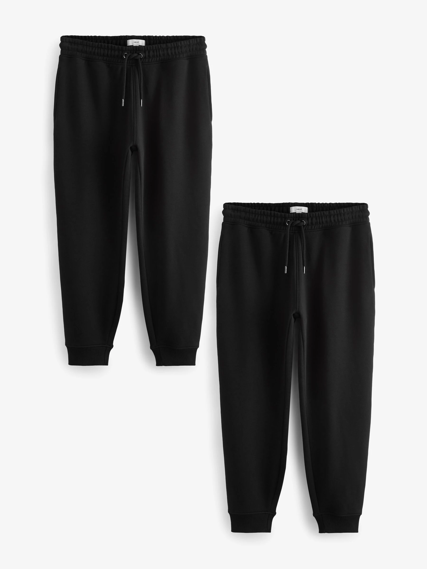 Zwart - Verpakking van 2 slim-fit jersey joggingbroeken met hoog katoengehalte