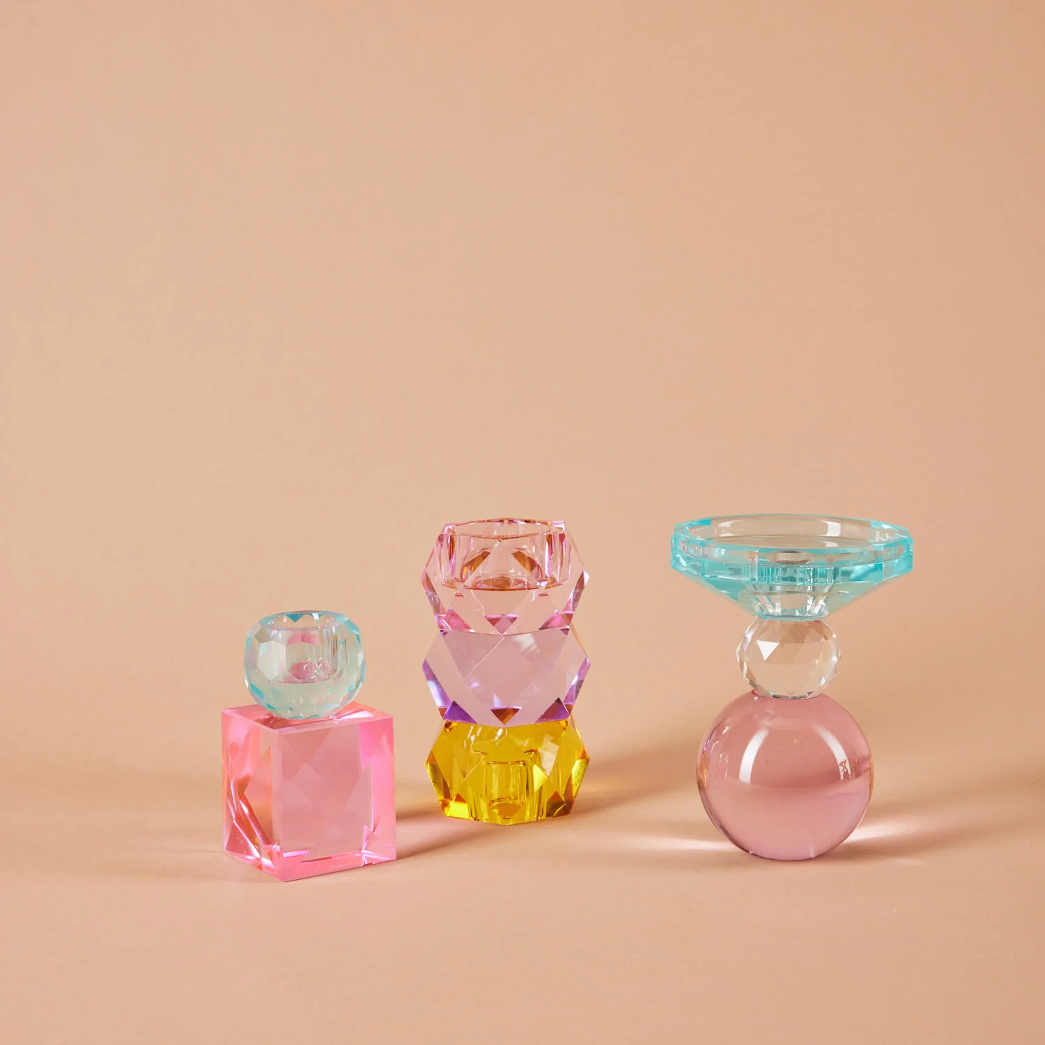 Miss Étoile  Lysestage til fyrfadslys/kronelys - Gul/lilla/rosa