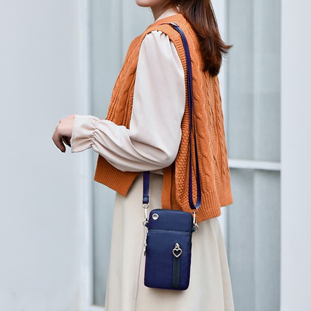 Crossbody minitaske Mobiltaske Marine blå