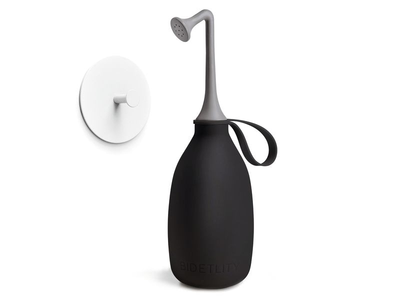 Bidetlity Po-Dusche Bidet 450 ml schwarz inkl. Haken weiss Mobile Intimdusche, Po-Dusche