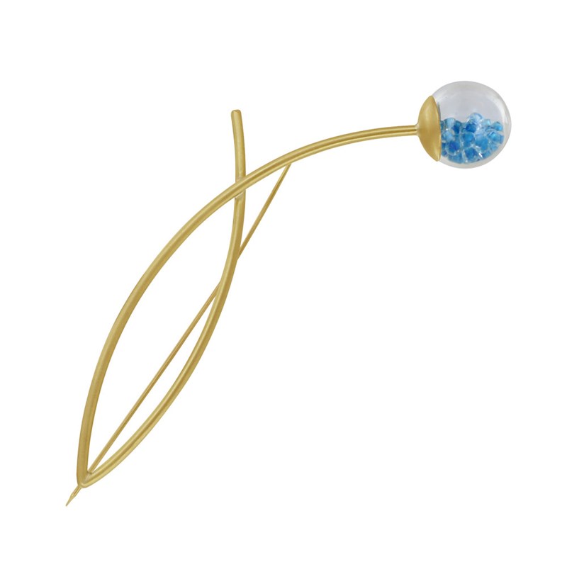 Broche Double Tiges Laiton Bulle Pâte de Verre