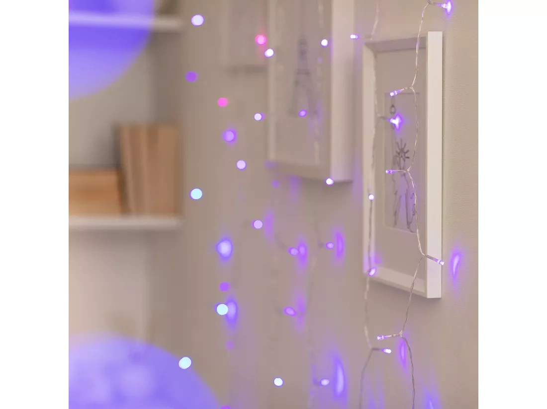 Rideau de Guirlande LED Extérieur avec Piles 1m Centauro Multicolor