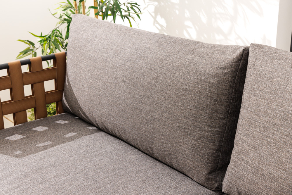 In- und Outdoor Lounge-Sofa UNIQUE 185cm schwarz braun grau Aluminium 2-Sitzer inkl. Kissen