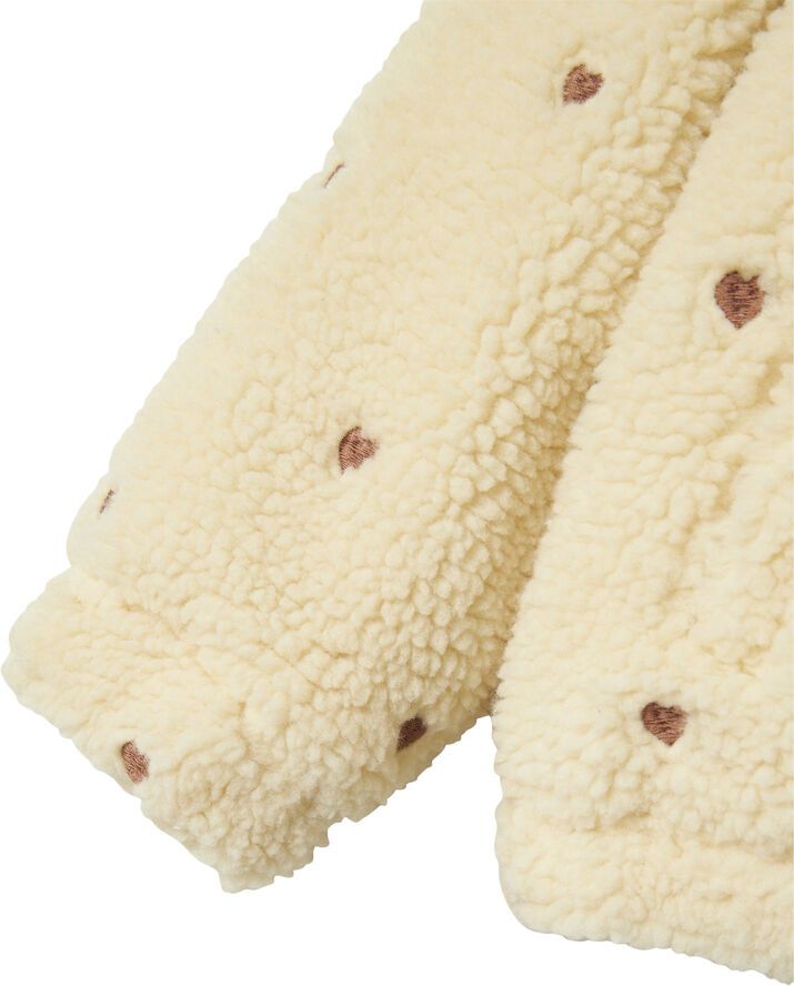 Lil' Atelier NMFNALO SHERPA LOOSE JACKET LIL Sandshell/emb. hearts