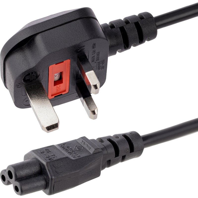 StarTech.com Cordon d'alimentation en trèfle pour GB BS1363 vers C5 pour ordinateur portable M/F - Noir