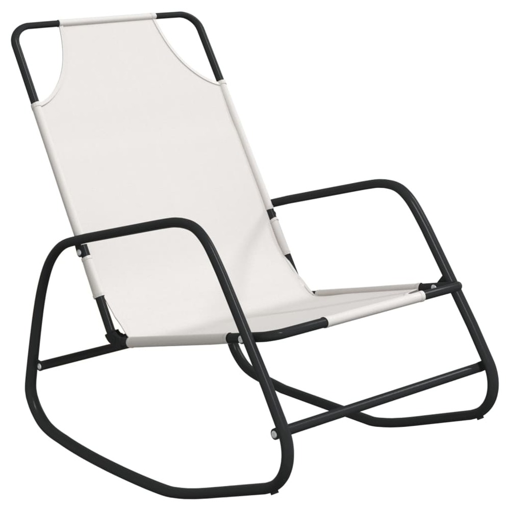 Transat chaise longue bain de soleil lit de jardin terrasse meuble d'extérieur à bascule acier et textilène crème
