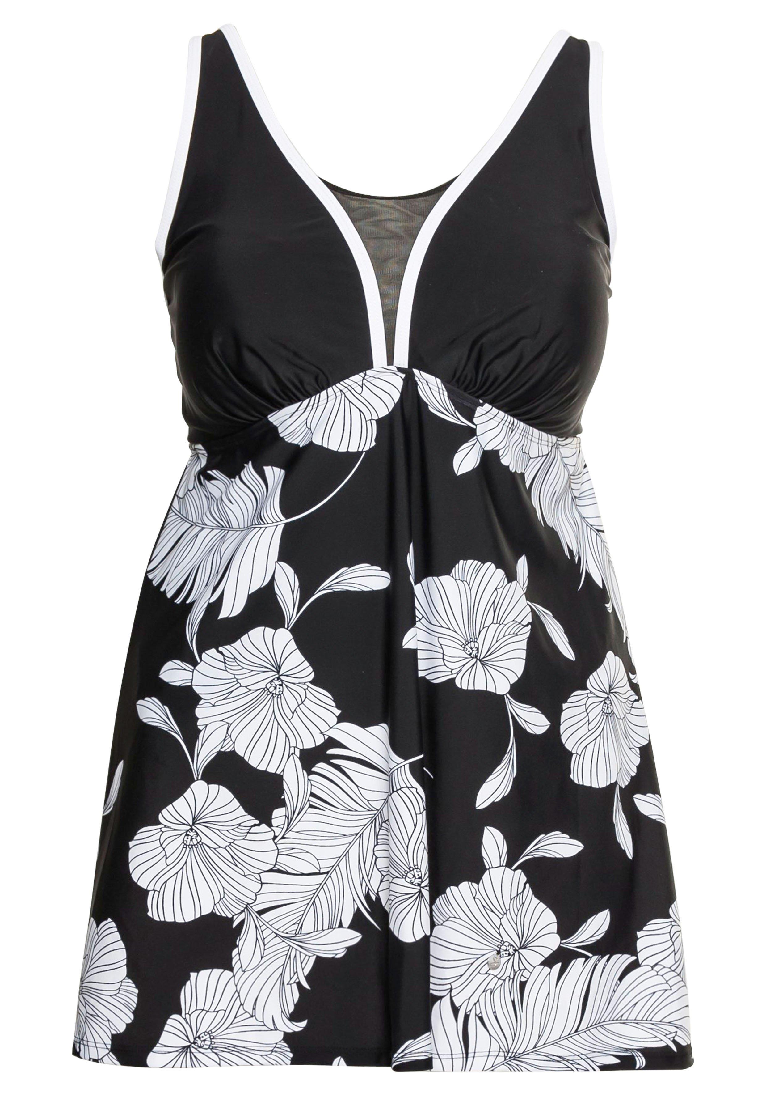 Badekleid mit Blumenprint und Mesh-Detail