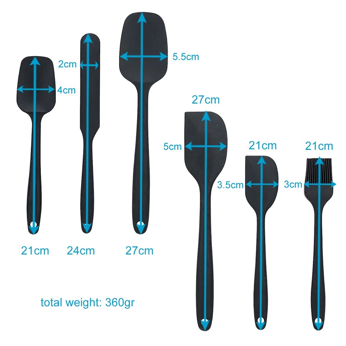 Spatelsett i 6 deler Non-stick Silikon Spatelsett
