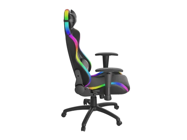 Genesis Trit 500 RGB - Stol - ergonomisk - lænestol - armstøtter - T-formet - vippe - drejeled - tekstil, PU syntetisk læder - sort