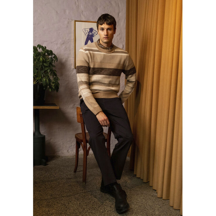 Clean Cut Copenhagen Mark wool knit Brown/dark khaki stripe