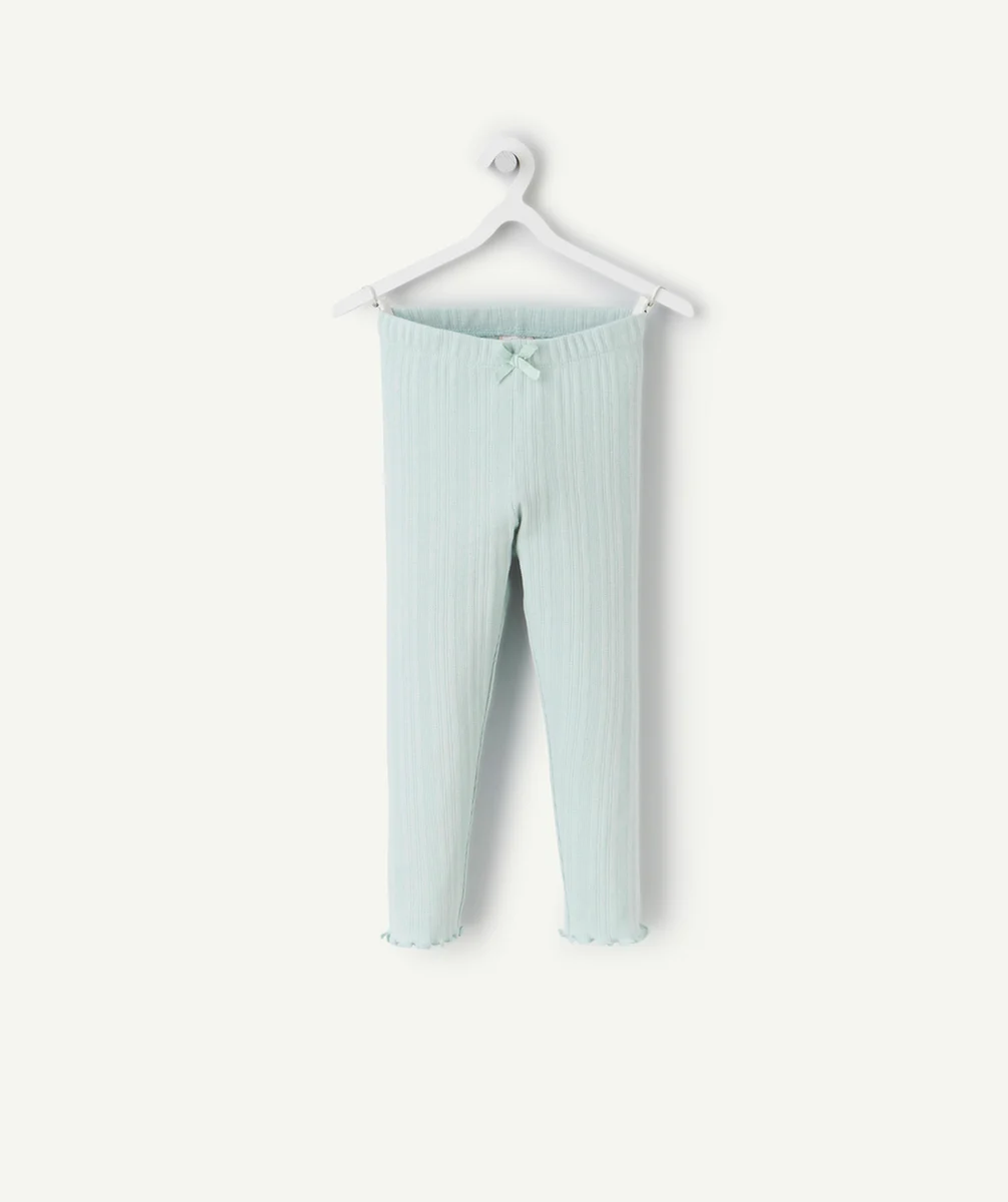 LEGGING EN MAILLE AJOURÉE FILLE EN COTON BIOLOGIQUE BLEU