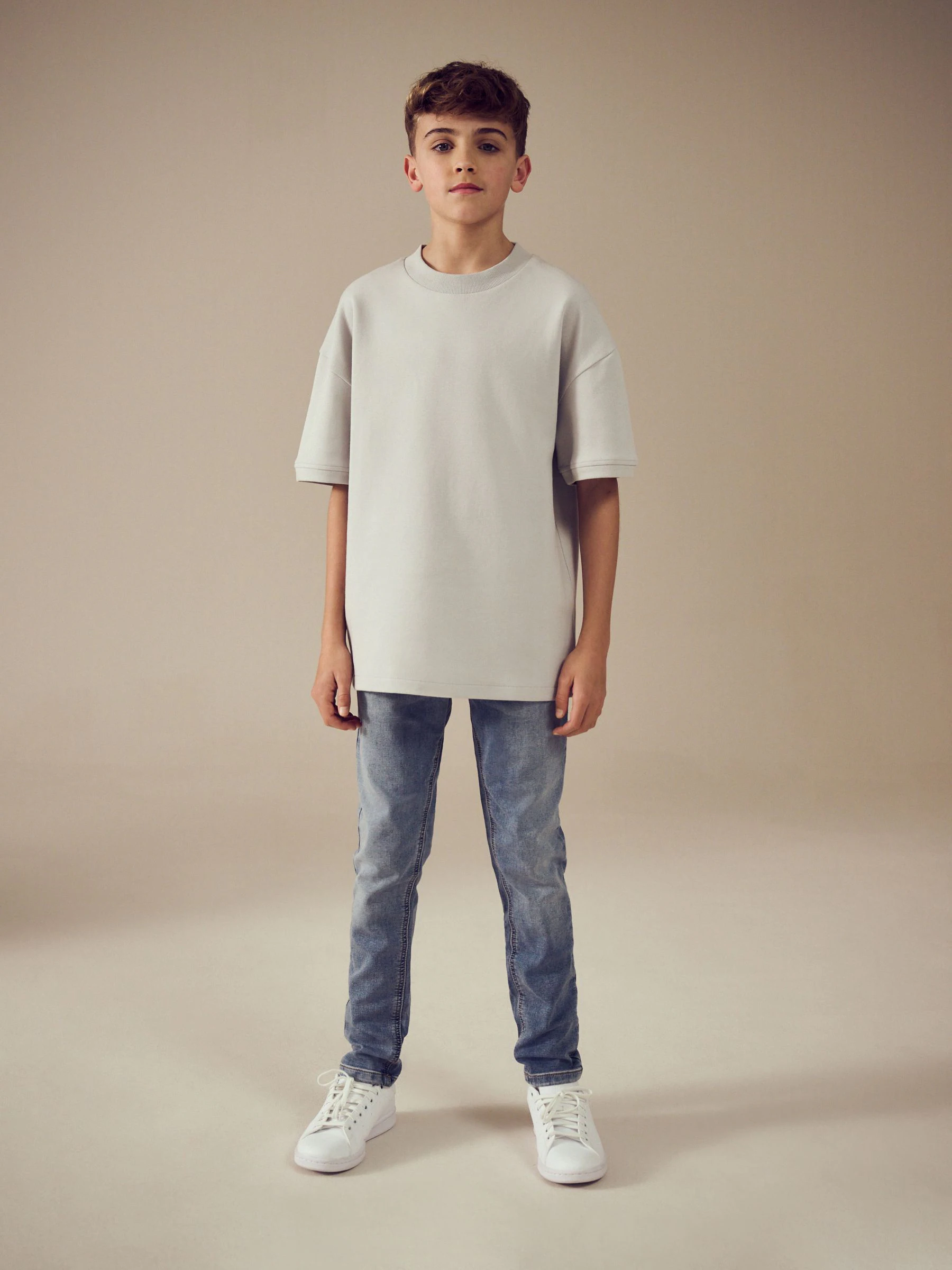 Lichtblauw - Jeans met stretch en elastische taille (3-16 jr)