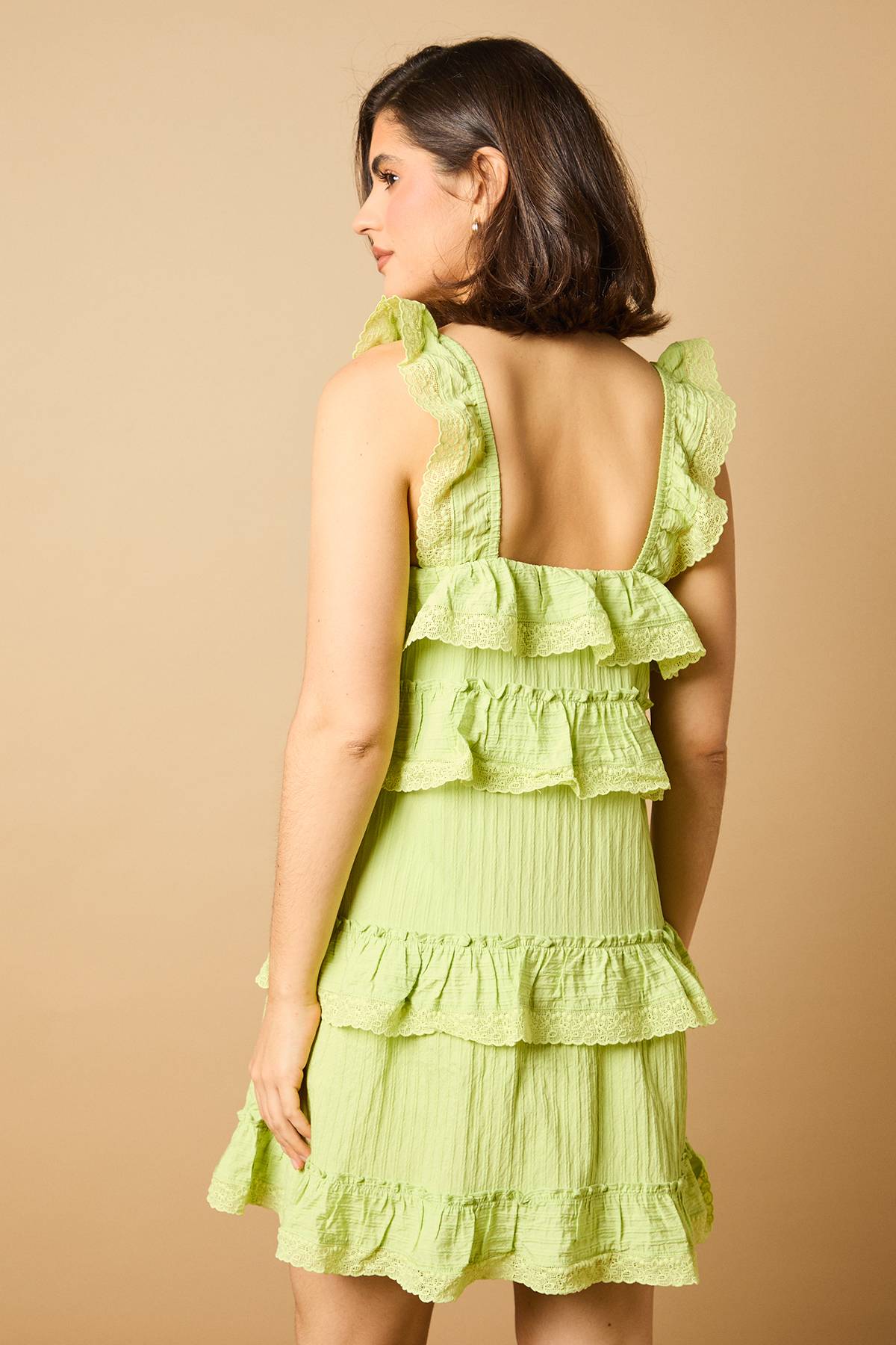 Oasis Robe Mini à Bretelles avec Détails Broderie Anglaise à Volants