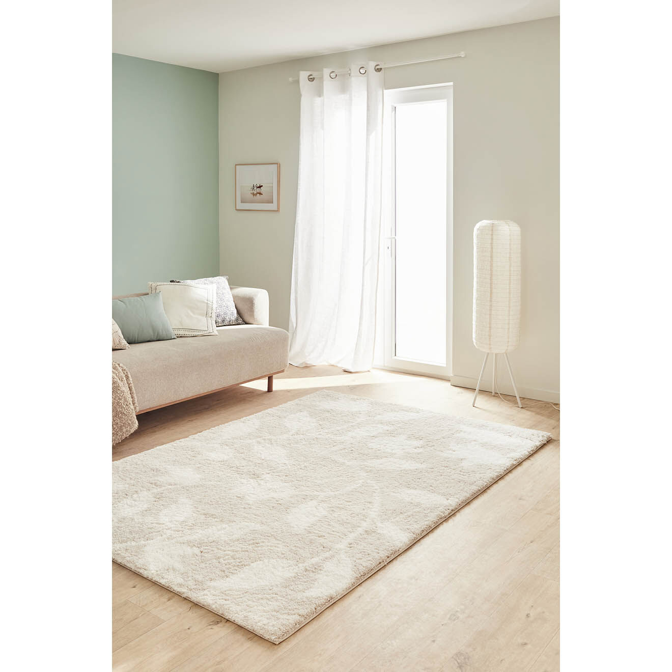 Nazar Rugs Tapis Shaggy doux Oslo 637 beige - 160x230 cm