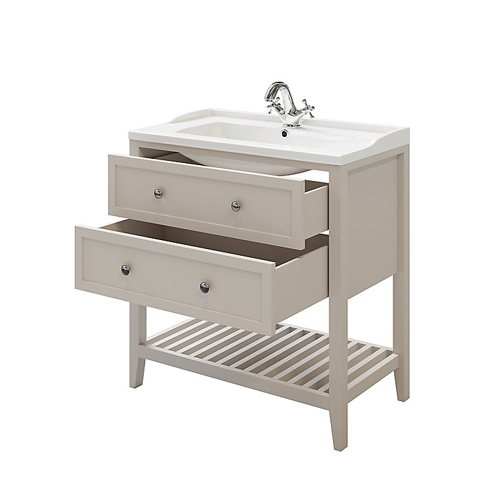 Meuble sous vasque à poser 2 tiroirs GoodHome Perma taupe 80 cm