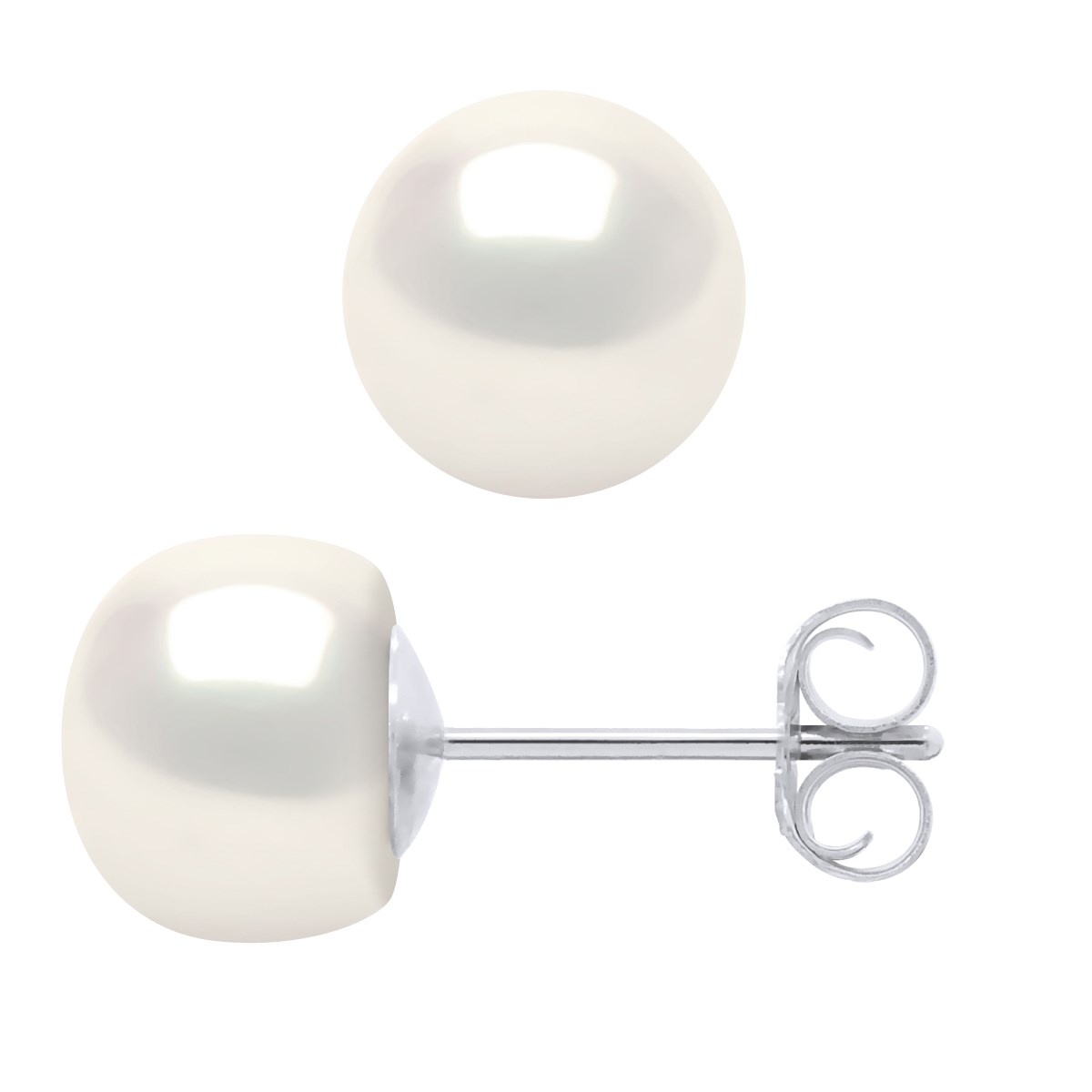 Boucles d'Oreilles Perles d'Eau Douce 6-7 mm Noires Argent 925