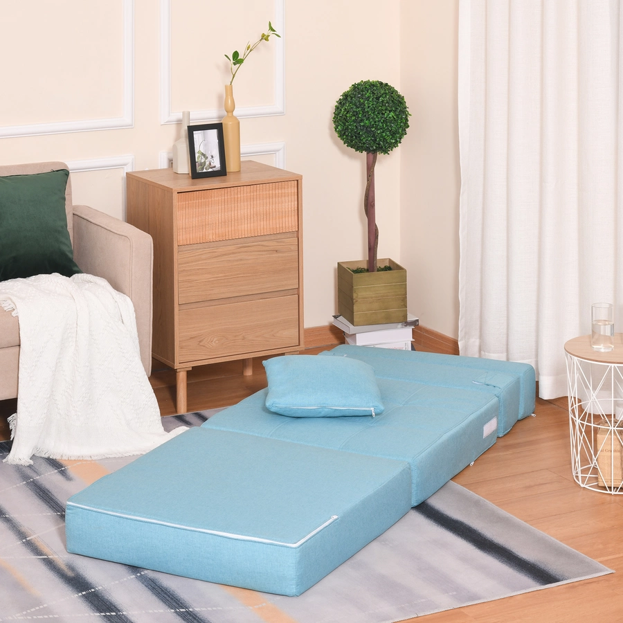 HOMCOM Schlafsessel mit waschbarem Kissen blau