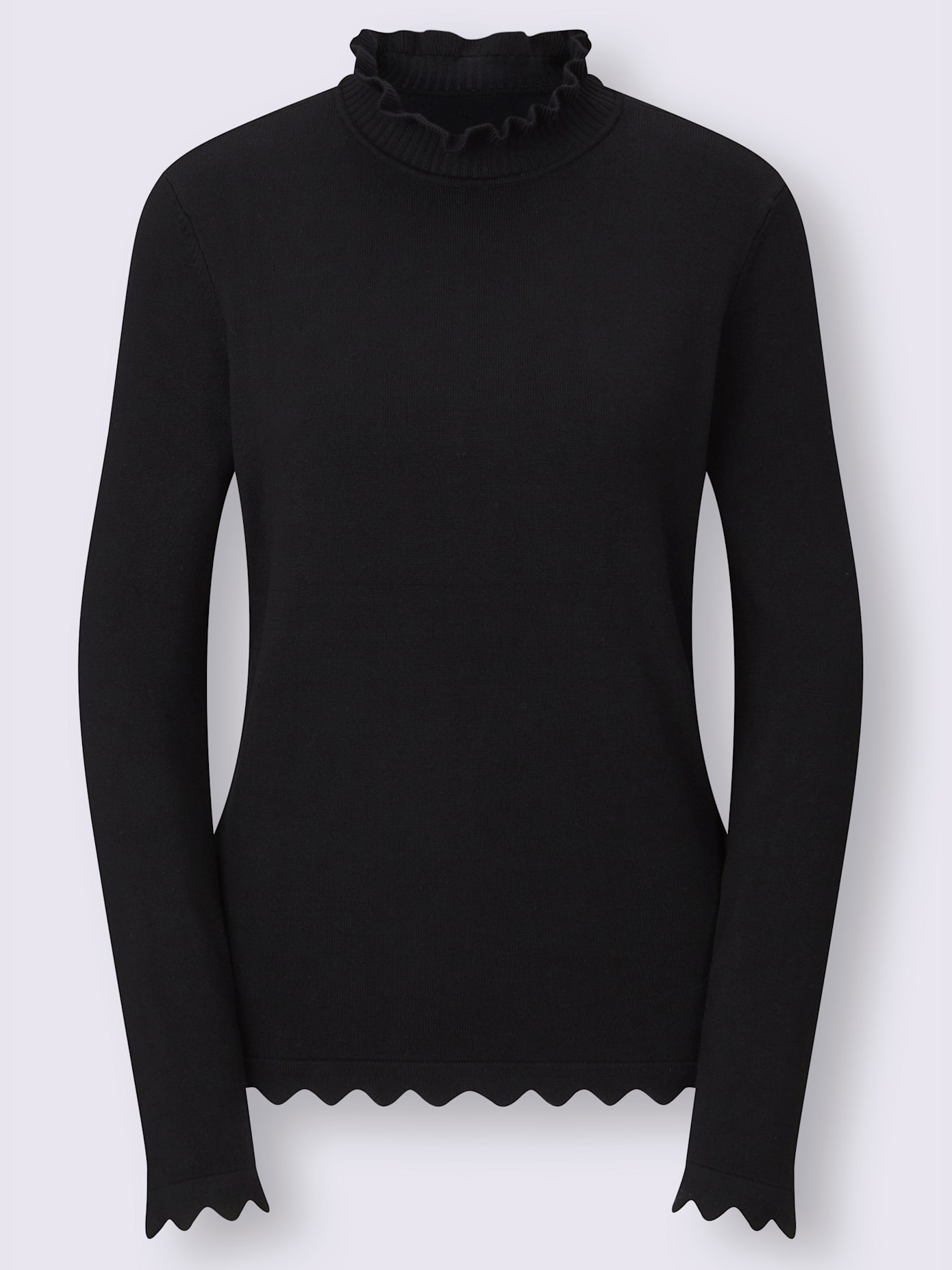 Pull femme en tricot fin col montant avec finitions arrondies