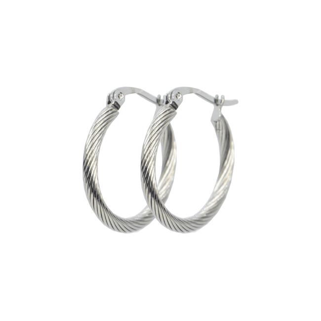 BiSjU Jewellery Oorbellen met Hangend Staaltje Silver SS