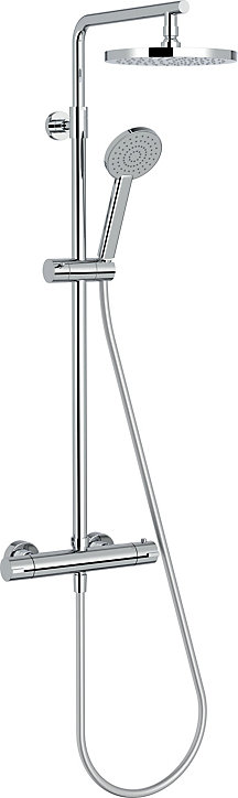 Colonne de douche thermostatique avec pommeau + douchette 1 jet + flexible + barre réglable, chromé, Jacob Delafon Marcel