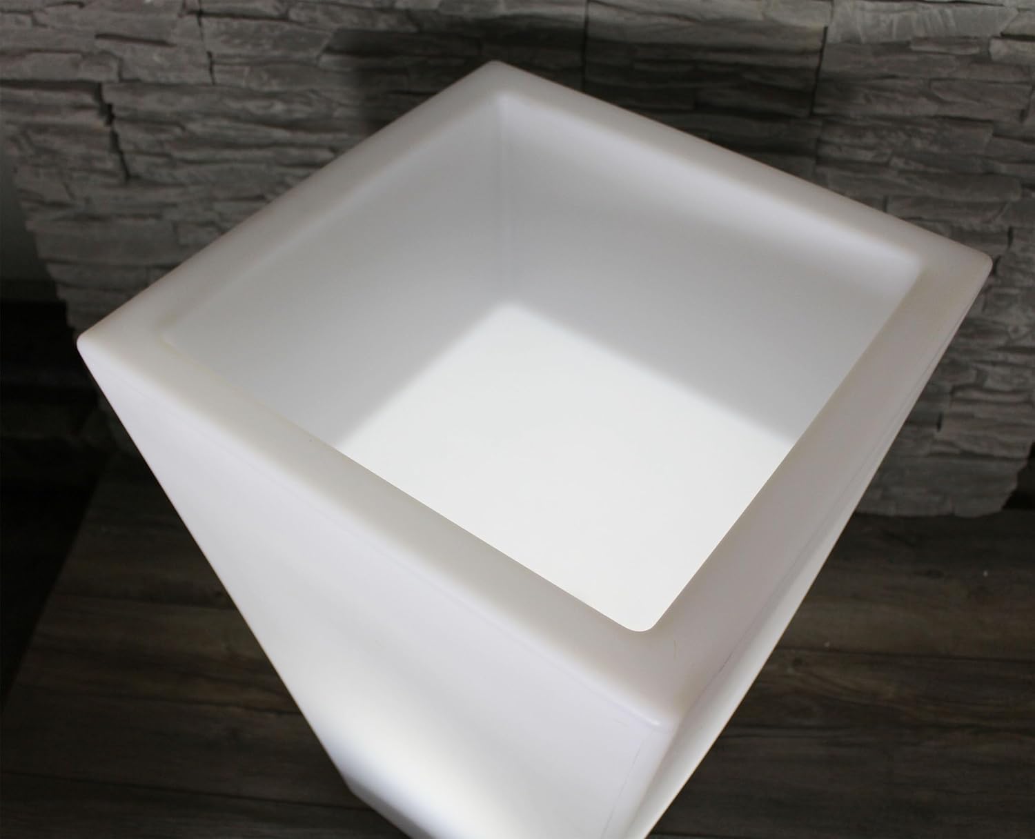Arnusa Großer LED Blumenkübel 69,5 x 45 cm beleuchtet RGB mit Fernbedienung PL409S Pflanzkübel modern Blumentopf Akku und Netzkabel Indoor § Outdoor