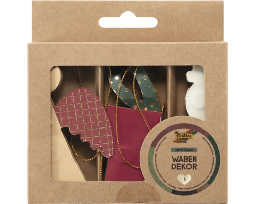 Honingraatdecoratie KERST set van 3 cadeau