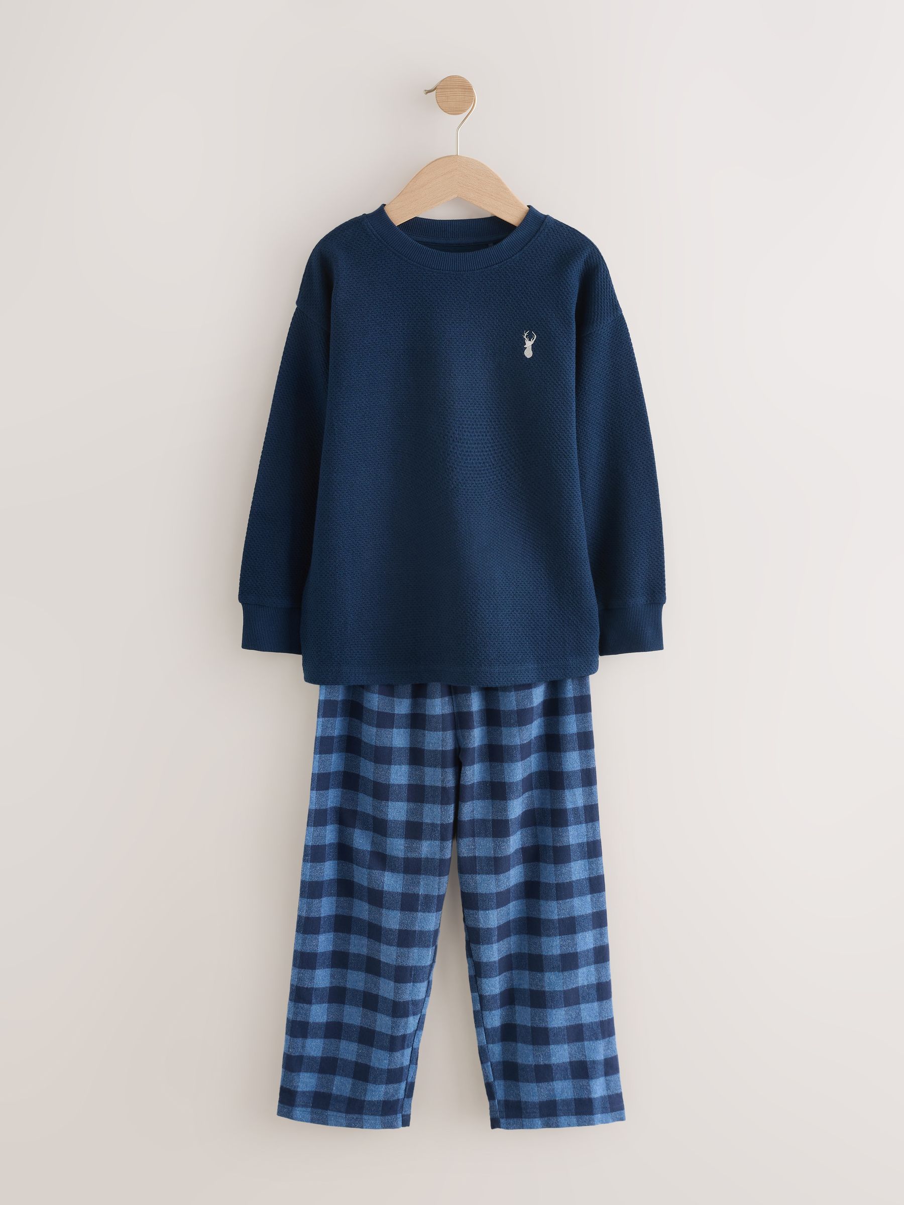 Blauw/marine - Enkele geweven pyjama (3 - 16 jr)