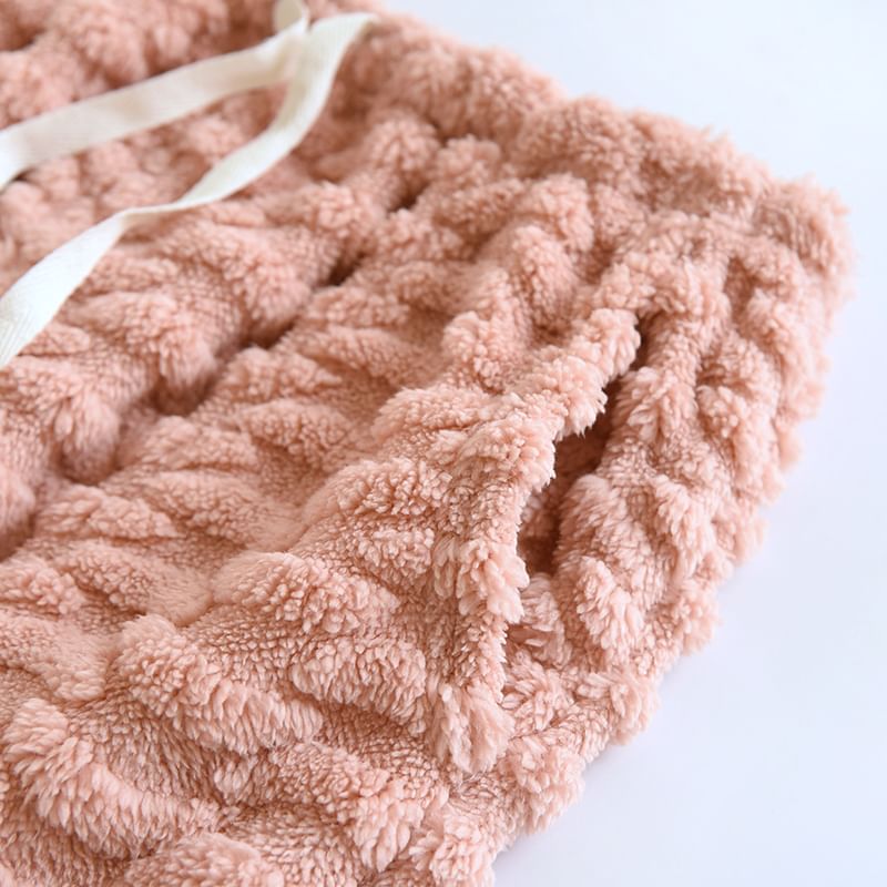 MelMount - Trekkoord taille tweekleurige koraal fleece rechte pijp pyjamabroek