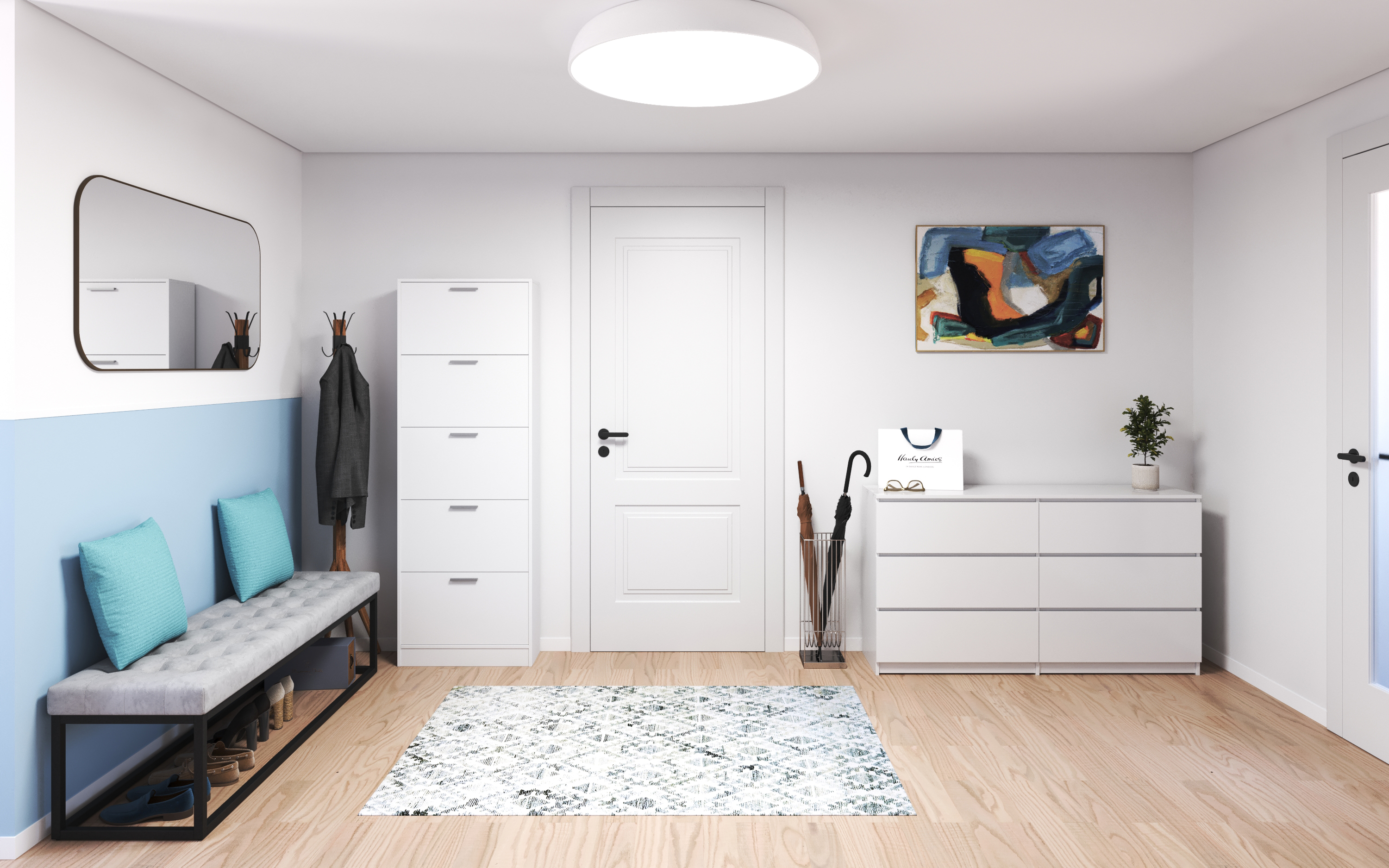 Schuhschrank 59 x 169 cm weiss