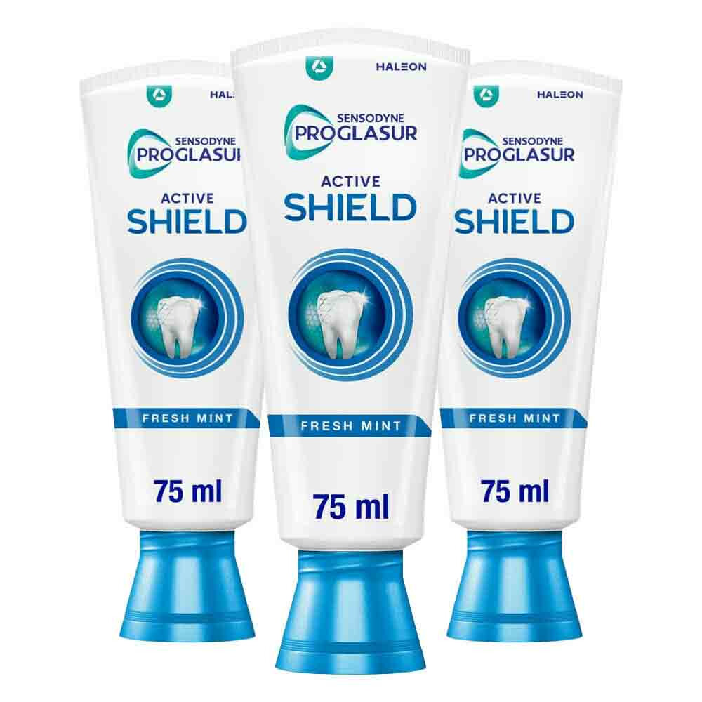 3x Sensodyne Tandpasta ProGlasur Active Shield Fresh Mint75 ml