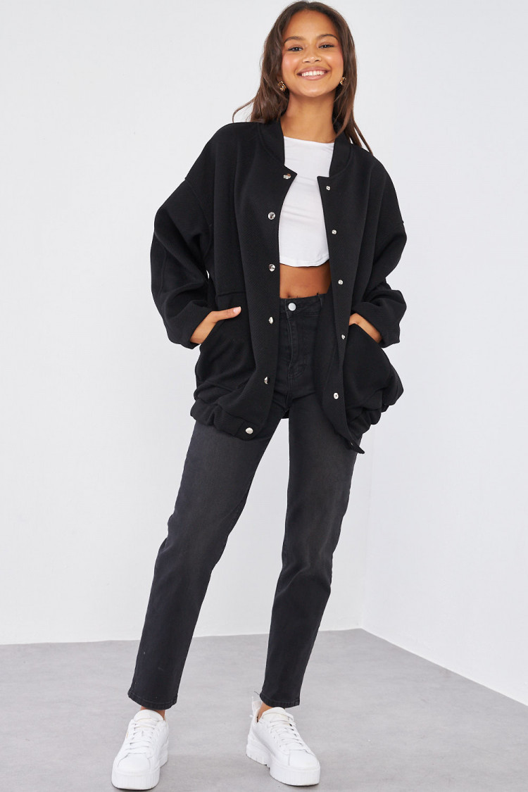 Veste effet bomber texturée noire