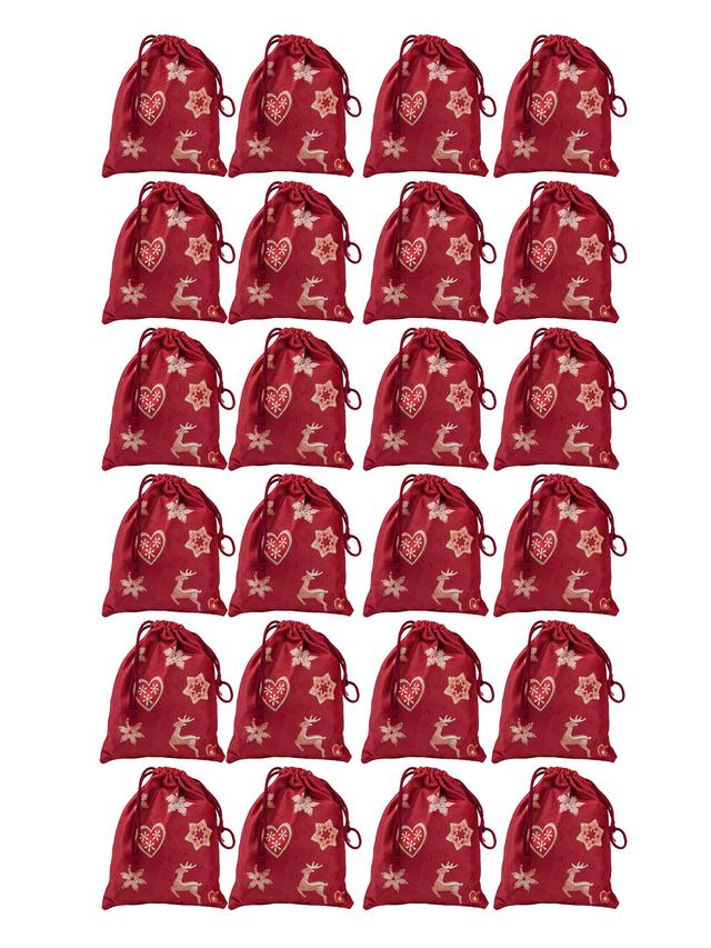 Samtsäckchen Lebkuchendesign, 24er-Set