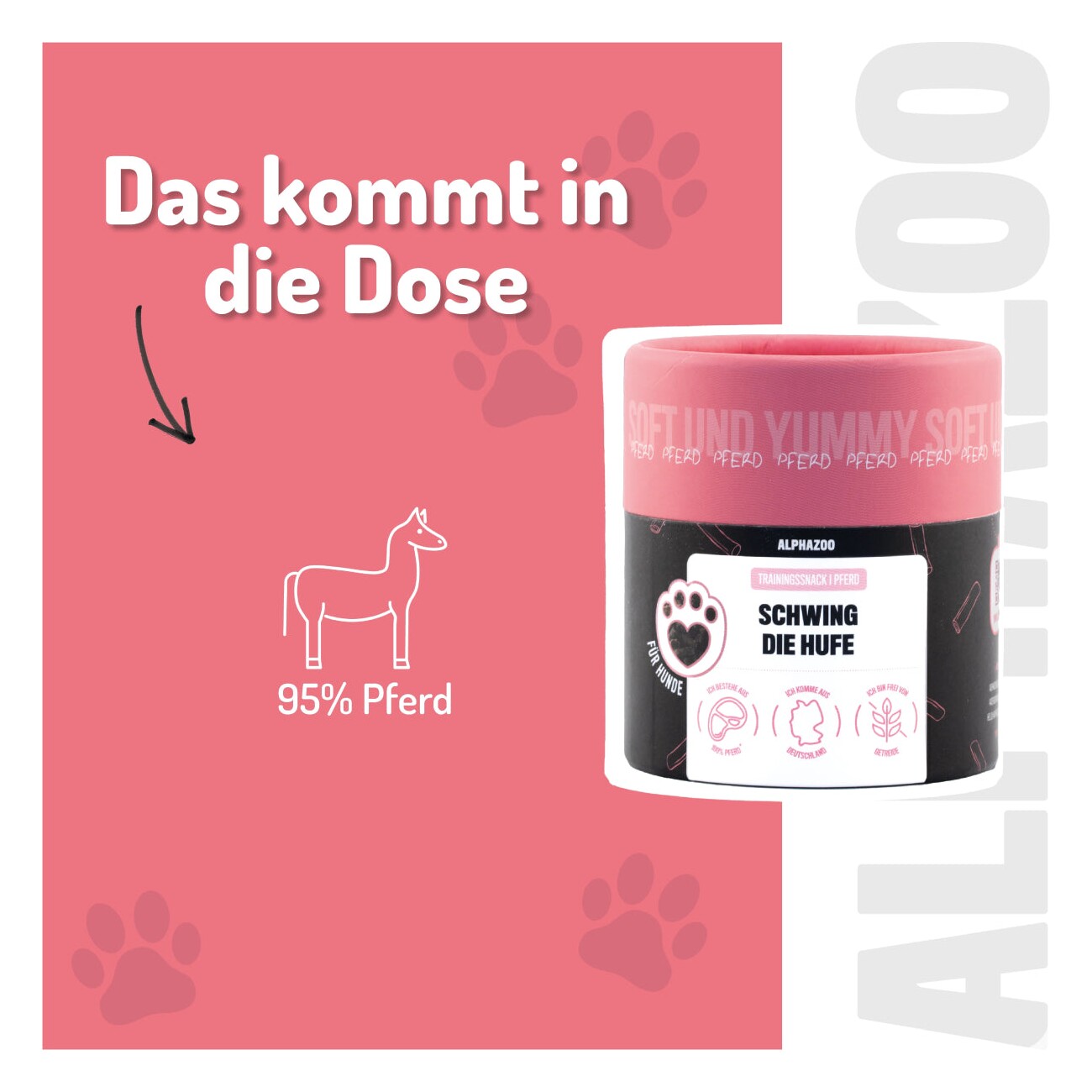 ALPHAZOO Schwing Die Hufe 65g I Leckerli für Hunde