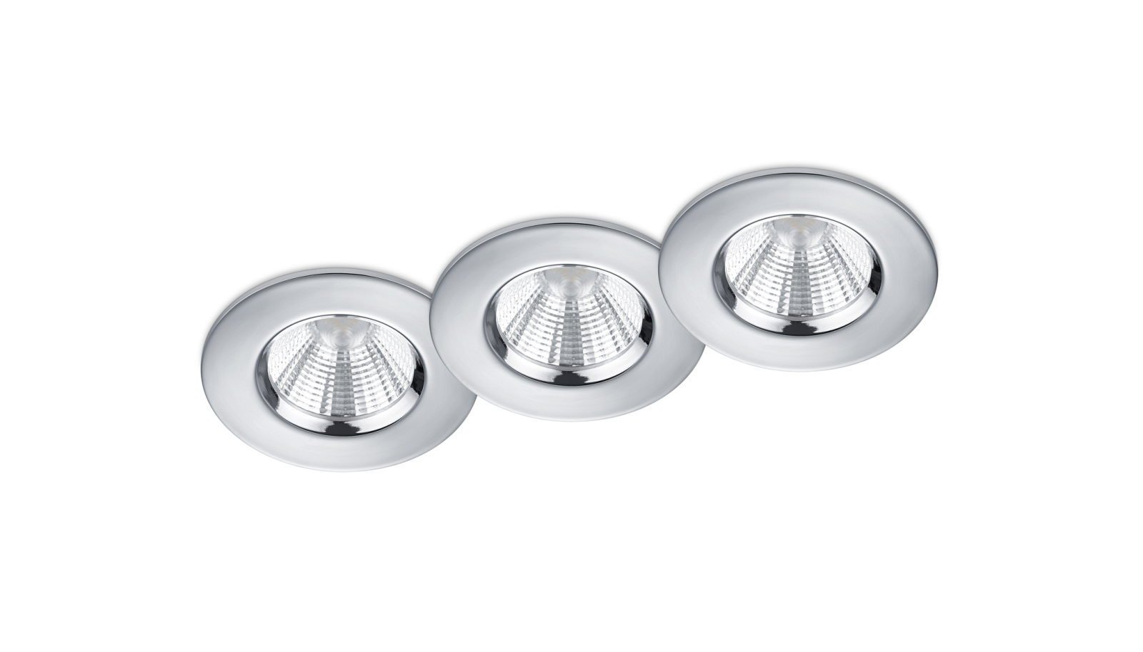 3er-Set LED-Einbauleuchten - chrom - dimmbar